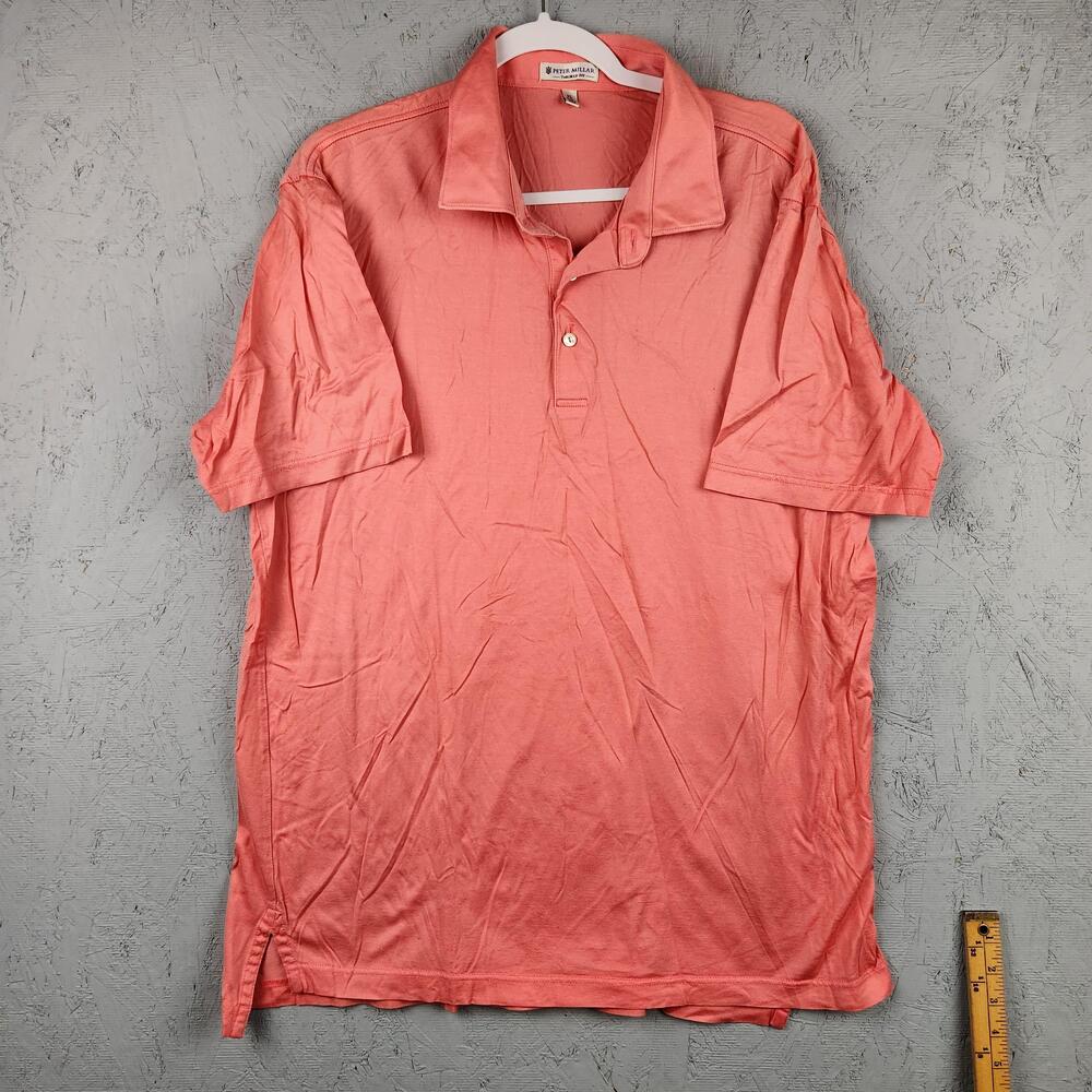 Peter Millar Polo Shirt Mens XL Pink Coral Tailored Fit Cotton Golf Lightweight